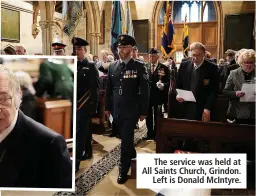  ?? ?? The service was held at All Saints Church, Grindon. Left is Donald Mcintyre.