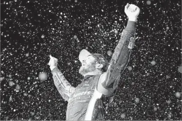  ?? Sarah Crabill Getty Images ?? MARTIN TRUEX JR., shown celebratin­g a victory earlier this month, dominated last year’s Coca-Cola 600.