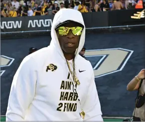  ?? Andy Cross /The Denver Post ?? Colorado head coach Deion Sanders before a game against Nebraska at Folsom Field Sept. 9 in Boulder, Colorado.