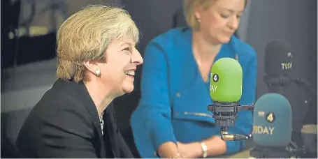  ?? Picture: PA. ?? Laura Kuenssberg with Prime Minister Theresa May on BBC Radio 4’s Today programme, after she said a snap election is necessary to prevent opposition parties at Westminste­r “frustratin­g” the Brexit process.