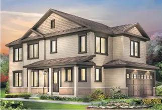  ??  ?? Minto’s Jefferson Corner model is 1,744 square feet and starts at $379,900. The corner allows for plenty of windows and a two-car garage on the side.