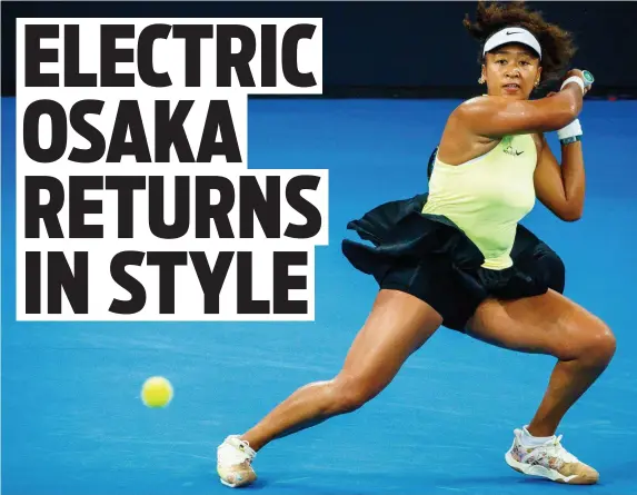  ?? Picture: Patrick Hamilton/AFP ?? Japan's Naomi Osaka hits a return against Germany's Tamara Korpatsch at the Brisbane Internatio­nal.
