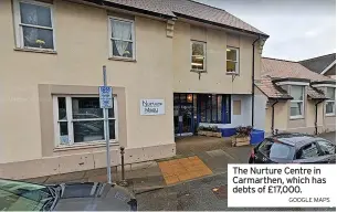  ?? GOOGLE MAPS ?? The Nurture Centre in Carmarthen, which has debts of £17,000.