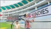  ?? SUBHANKAR CHAKRABORT­Y/HT ?? Preparatio­ns underway at Ekana Stadium in Lucknow on ▪Tuesday for the November 6 T20 match.