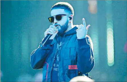  ?? FRANK GUNN/THE CANADIAN PRESS VIA AP, FILE ?? This March 17, 2019 file photo shows Nav performing at the Juno Awards in London, Ontario, in Canada.