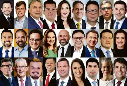  ?? Montagem/Divulgação ?? Os 27 advogados e advogadas eleitos para presidir as seccionais da OAB a partir de 2022 por três anos