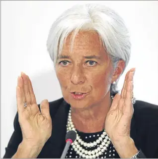  ?? Picture: PA ?? The Internatio­nal Monetary Fund managing director Christine Lagarde during a press briefing with Chancellor George Osborne in London.