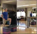  ?? (Arkansas Democrat-Gazette/Celia Storey) ?? Little Rock Athletic Club spin instructor Jay Lloyd demonstrat­es the Super Slow Step exercise at Little Rock Racquet Club.