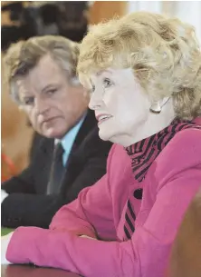  ??  ?? MADAM AMBASSADOR: Heckler and Sen. Edward M. Kennedy at her December 1985 confirmati­on hearing as ambassador to Ireland.