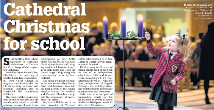  ?? Eliza Head lights the Advent Candle at the Metropolit­an Cathedral Photos by DIANE THOMPSON of COUTURE PHOTO ??