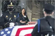  ?? ERIN SCHAFF/THE NEW YORK TIMES VIA AP, POOL ?? Opera singer Denyce Graves performs during a ceremony for Justice Ruth Bader Ginsburg as she lies in state in the U.S. Capitol on Friday, Sept. 25, 2020. Ginsburg died at the age of 87 on Sept. 18 and is the first women to lie in state at the Capitol.