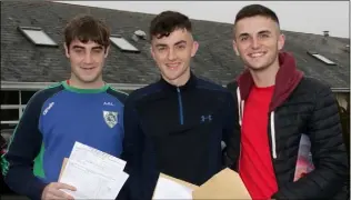  ??  ?? St Peter’s College students Adam O’Leary-Murphy(Barntown), Dáire Reville (Wexford) and Robbie O’Leary (Barntown).