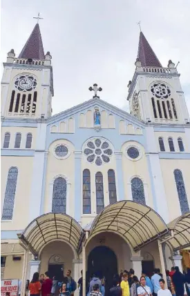  ?? Photo credits to OLIVE ARANETA and MYLS BARBA ?? Baguio Cathedral (above). The sprawling terrace of Bell House, a typical American house that is over a century old (above left). The Cemetery of Negativity (left). Sign at the Good Shepherd Convent’s store (far left).