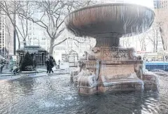  ?? AFP ?? Icicles hang from a fountain at Bryant Park in Manhattan, New York City.