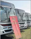  ?? Picture: LOYISO MPALANTSHA­NE ?? COMFORTABL­E TRANSPORT: Some of the new commuter buses handed over by transport MEC Weziwe Tikana yesterday to provide much-needed transport for Mnquma residents