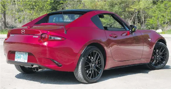  ?? PHOTOS: CLAYTON SEAMS/DRIVING ?? The 2018 Mazda MX-5 RF is a lot of fun to drive, despite its lacklustre engine. This is a car that thrives on winding, country roads.