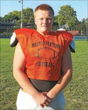  ?? DIGITAL FIRST MEDIA ?? Marple Newtown offensive lineman Luke Lozowicki is one of four returning starters on a team aiming to improve on last year’s 9-3 record. The Tigers open the season Friday night at home against Archbishop Carroll.