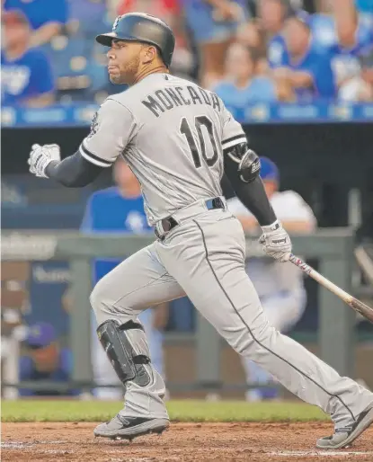  ?? | COLIN E. BRALEY/ AP ?? Yoan Moncada, called up this week from Class AAA Charlotte, hits a three- run triple in the third inning Friday.