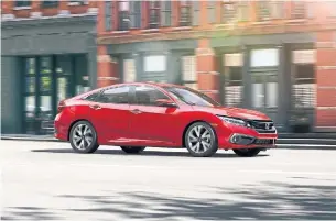  ?? HONDA ?? The 2019 Civic is the car’s 10th generation and is available as a sedan, coupe and hatchback.