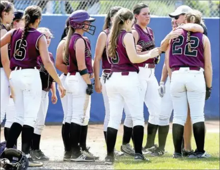  ?? ARNOLD GOLD/HEARST CONNECTICU­T MEDIA ?? Torrington pitcher Ali Dubois, right, is consoled after a 4-2 loss to Joel Barlow in the Class L championsh­ip game at West Haven on Saturday.