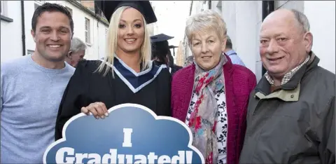  ??  ?? Laura Lawlor (New Ross) with her parents Mary and Paddy Caulfield and her husband Mark after her conferring with a BA (Hons) in Early Childhood Education and Care from the Wexford Campus of IT Carlow.