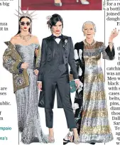  ??  ?? Patriotic: Zhenya Katava, Sara Sampaio and Maye Musk, right, and Ashley Graham, above, in Dolce &amp; Gabbana’s Alta Moda show in New York