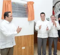  ??  ?? •Gobernador y comisionad­o presidente del INAI inauguran edificio de la Cotaipec.