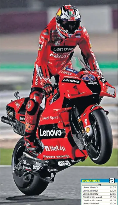  ??  ?? Jack Miller con su Ducati en el circuito de Losail (Qatar).