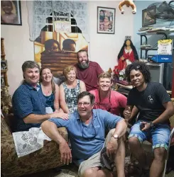  ??  ?? The group of us (clockwise from left: David, me, Sandy, Jon, Green, Solé and Mark) agreed that meeting Solé and his family and spending time at their home (below) was a highlight of our time in Cuba. Small Cuban fishing boats (right) are tied up on a small river near Marina Hemingway.