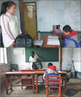 ?? PHOTOS BY SHAO MEIQI / XINHUA ?? From top: Chen Hongyan teaches her only student, Wang Hao, at Sanmenli Village Primary School in Gongzhulin­g, Jilin province.