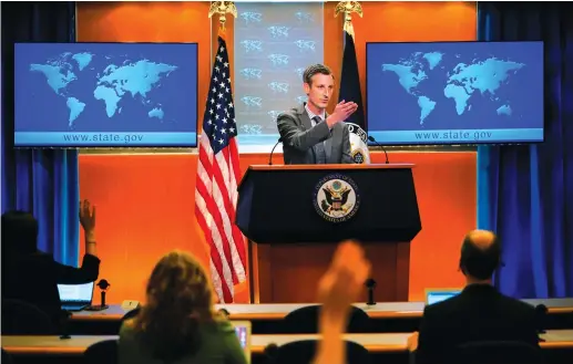  ?? (Carolyn Kaster/Reuters) ?? US STATE DEPARTMENT spokesman Ned Price takes questions from reporters in Washington, in March.