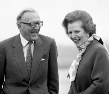  ??  ?? LONG SERVICE: Lord Carrington with Margaret Thatcher in March 1982. He resigned as British foreign secretary the following month after Argentina’s invasion of the Falkland Islands