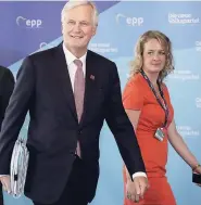  ?? AP ?? EU chief Brexit negotiator Michel Barnier, arrives at the informal EU summit in Salzburg, Austria, yesterday.
