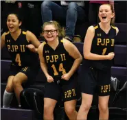  ?? BARRY TAGLIEBER — FOR MEDIANEWS GROUP ?? Pope John Paul II’s bench reacts to a play during the fourth quarter Monday against Phoenixvil­le.