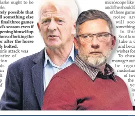  ?? ?? STATS RICH Scotland were a no-show against Ukraine but, along with Strachan, below, Clarke has a good record, something Levein, below right, really ought to have considered