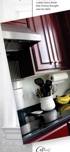  ??  ?? The white-painted cabinets make the whole kitchen feel more open. Christy continued the mother-of-pearl tile backsplash high up on the wall, giving the space a shimmering look.