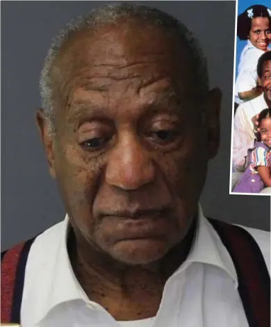  ??  ?? Justice: A downcast Bill Cosby is booked into jail after he was sentenced yesterday