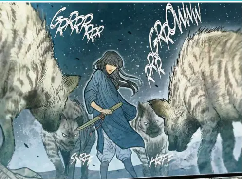  ??  ?? Monstress tells the story of Maika Halfwolf, who is from a race of magical creatures with animal parts who can sometimes pass for human. — Photos: Image Comics