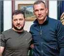  ?? ?? Support: President Zelensky with football manager Andriy Shevchenko
