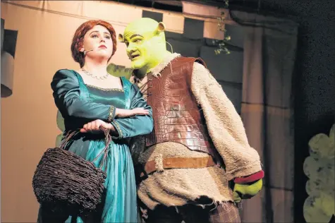  ?? CAROLE MORRIS-UNDERHILL PHOTOS ?? Princess Fiona (Kate Hubley) and Shrek (Steve Roe) argue over who had a more difficult upbringing via I Think I Got You Beat. They soon realize they have a lot in common.