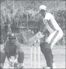  ??  ?? Quentin Sampson’s 45-run cameo gave Essequibo a total they could defend (Romario Samaroo photo)