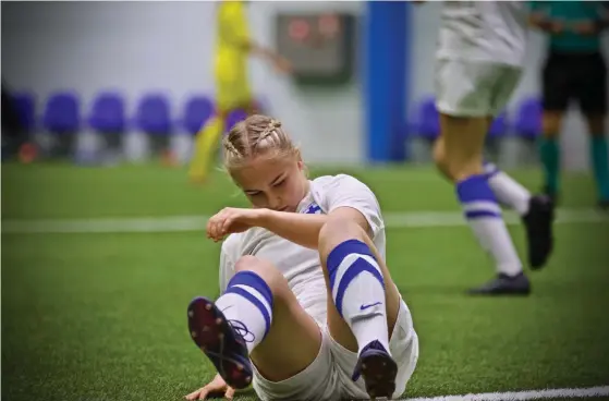  ?? FOTO: SPT/SEBASTIAN BACKMAN ?? ■Dana Leskinen har visat prov på utsökt målsinne. I genrepet inför VM satte hon in det avgörande målet mot Tyskland.