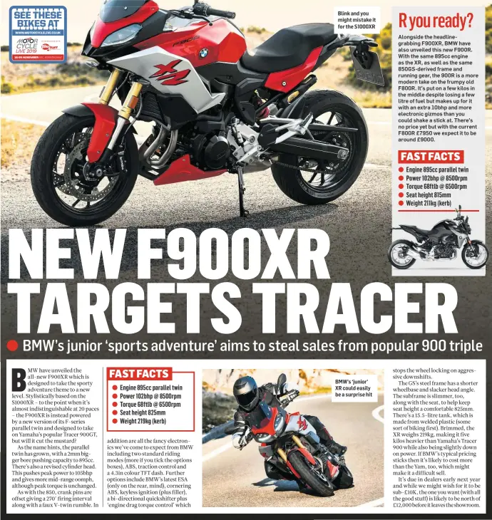  ??  ?? Blink and you might mistake it for the S1000XR
BMW’s ‘junior’ XR could easily be a surprise hit