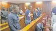  ?? ?? THE five accused in the Senzo Meyiwa murder trial in the Pretoria High Court.