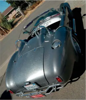 ??  ?? ABOVE: Iain’s replica Cobra body came from a now defunct manufactur­er in California. The beach buggy company who inherited the moulds put a Beetle engine in the back of this one, just for fun. They actually got death threats over that!