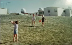  ?? ?? Left to right: CFS Dana decades later; Tanya atop a radar dome; Tanya flies a kite on the base in CFS Dana’s heyday.