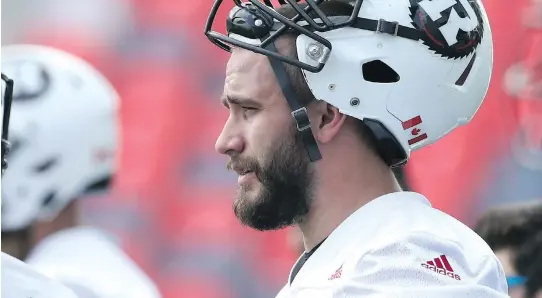  ?? JEAN LEVAC FILE ?? Ottawa Redblacks offensive lineman Jason Lauzon-Seguin admits he got schooled by Toronto Argonauts defensive lineman Shawn Lemon in their last game.