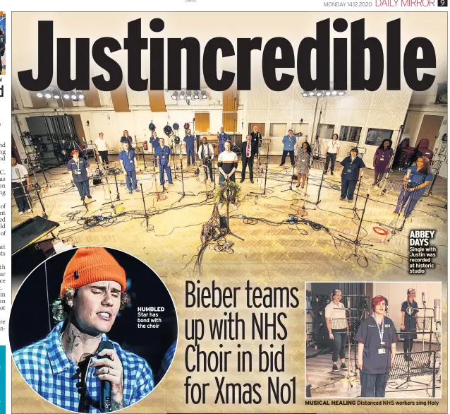  ??  ?? HUMBLED Star has bond with the choir
ABBEY DAYS Single with Justin was recorded at historic studio