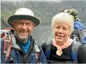  ??  ?? Alastair Smith crossing Arthur’s Pass on his first long-distance cycle tour in 1974; top, campaignin­g against the height of kerbs in 2015; and with partner Margaret Powell.