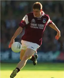  ??  ?? Galway’s Michael Donnellan in action during the 2001 All-Ireland Senior Football Final with Meath, which Galway won by 0-17 to 0-8 on September 23rd in Croke Park. Pic: Ray McManus/SPORTSFILE.